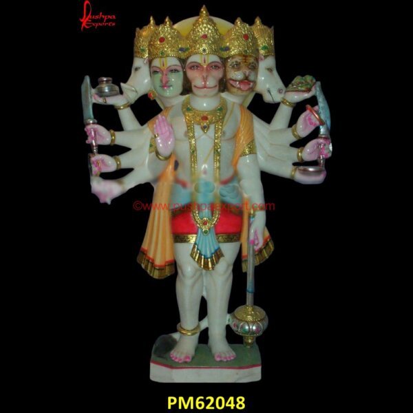 Panchmukhi Hanuman White Stone Idol PM62048 marble panchmukhi hanuman statue,panchmukhi hanuman marble idol,panchmukhi hanuman marble murti.jpg