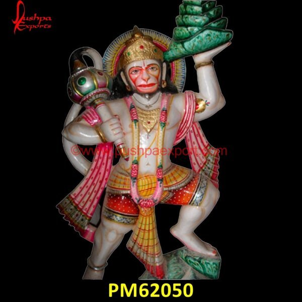 Hanuman Ji Marble Painted Statue PM62050 panchmukhi hanuman marble murti,panchmukhi hanuman marble statue,ram laxman sita hanuman marble murti.jpg