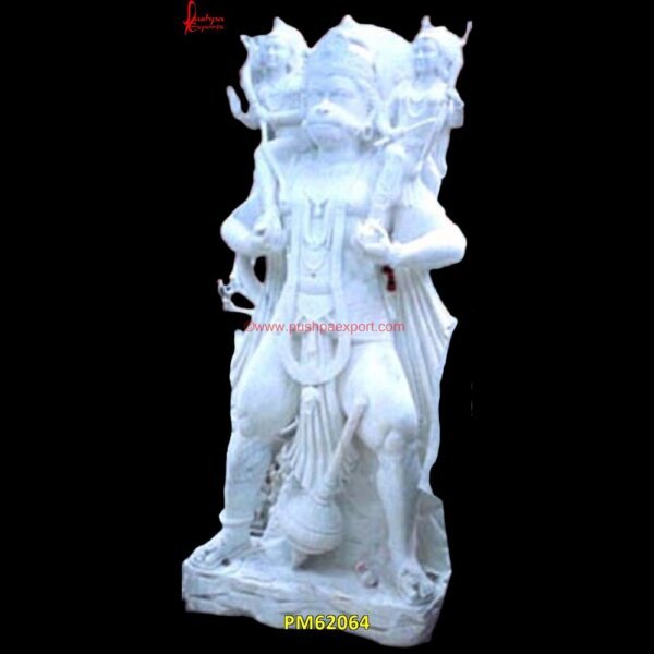 Carved White Marble Hanuman Statue PM62064 hanuman stone idol,hanuman stone murti,hanuman stone sculpture,hanumanji marble murti,lord hanuman.jpg