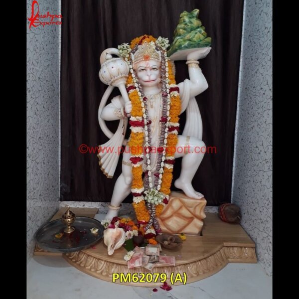 Hanuman Idol For Home PM62079 (A) white marble hanuman murti,black stone hanuman statue,hanuman idol for home marble,hanuman idol marble.jpg