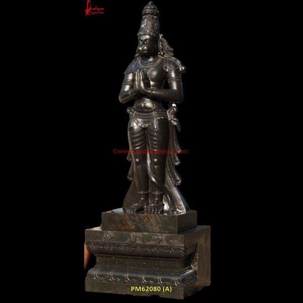 Black Stone Hanuman Statue PM62080 (A) hanuman idol for home marble,hanuman idol marble,hanuman ji marble murti,hanuman ji stone murti,hanuman.jpg