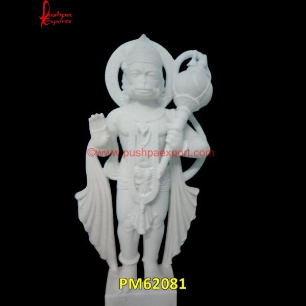 White Handcrafted Hanuman Statue PM62081 hanuman ji stone murti,hanuman murti marble,hanuman stone idol,hanuman stone murti.jpg