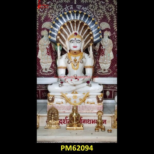 Multicolour Marble Parshwanath Statue PM62094  Marble Jain Statue, Marble Parshwanath Statue, Parshwanath Murti, Parshwanath Statue.jpg