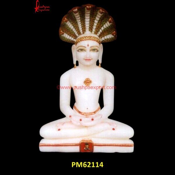 White Stone Parashwanath Statue PM62114  Stone Jain Statue, Mahaveer Statue, Mahaveer Swami Statue,Marble Jain Mahaveer Statue, Marble Jain Statue.jpg