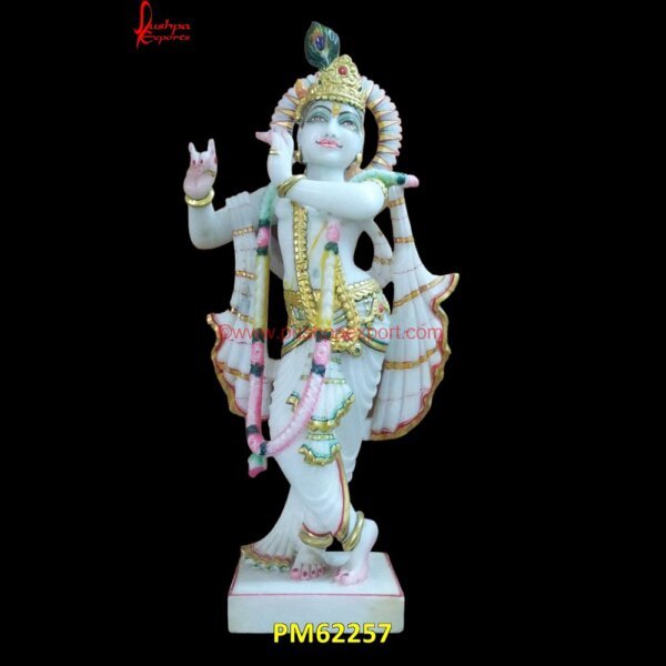 White Marble Krishna Murti PM62257 black radha krishna marble murti,black stone radha krishna idol,iskcon krishna murti,iskcon marble radha krishna.jpg