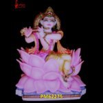 Painted Marble Krishna Statue