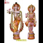 Painted Radhe Krishna Marble Statue