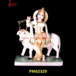 Lord Krishna And Cow Marble Statue