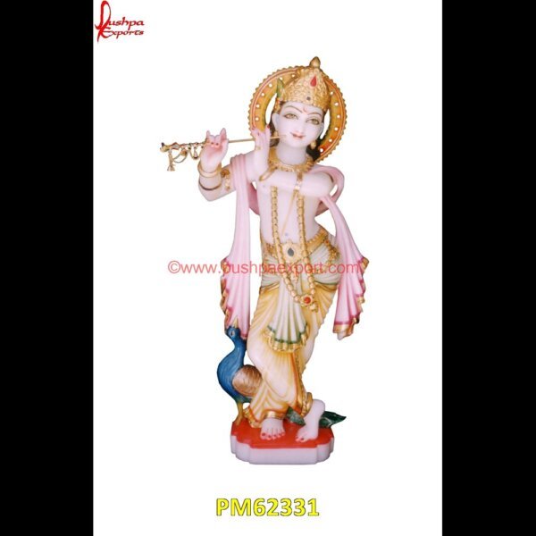 Lord Krishna And Peacock Marble Statue PM62331 marble murti of lord krishna,marble murti of radha krishna,marble murti radha krishna.jpg