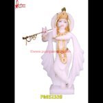 Carving White Marble Lord Krishna Statue