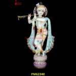 Painted Marble Krishna Idol