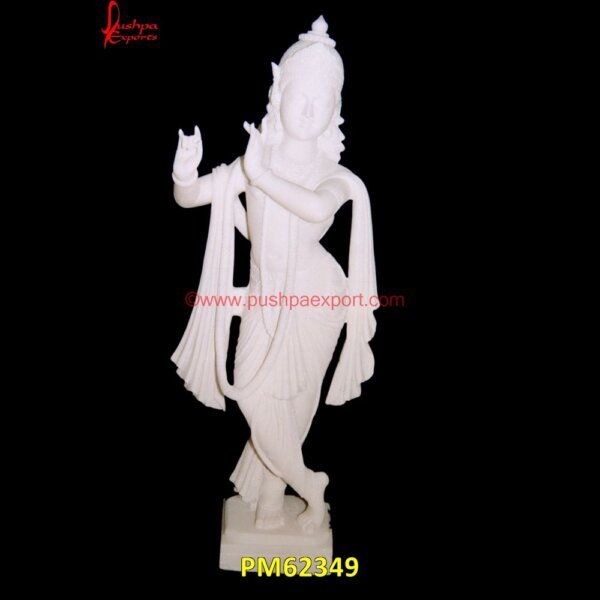 Lord Krishna Pure White Marble Statue PM62349 radha marble murti,radha rani marble statue,radhakrishna marble murti,radhe krishna marble.jpg