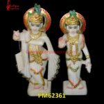 White Marble Radha Krishna Carving Statue