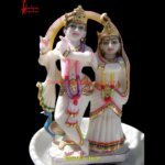 Radhe Krishna White Marble Sculpture