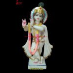 Carving White Marble Radhe Krishna Statue
