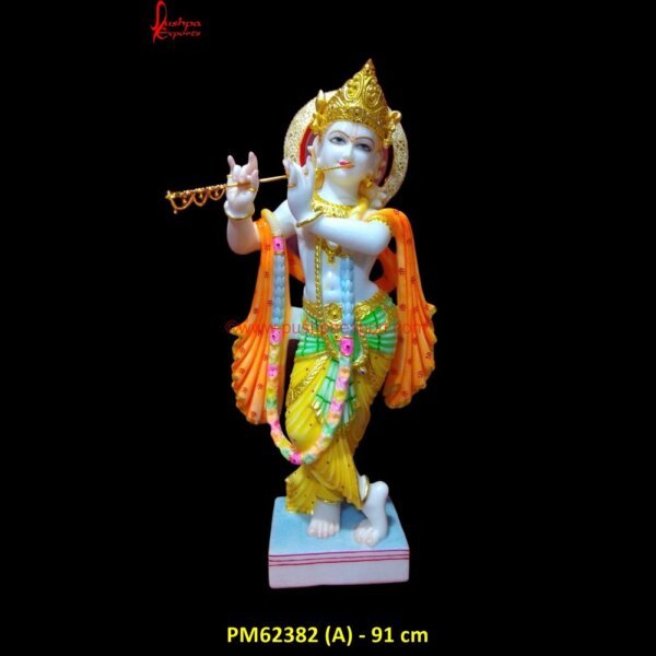 Painted White Marble Carved Statue PM62382 (A) -marble radha krishna,marble radha krishna idol,marble radha krishna murti supplier,marble radha.jpg