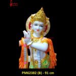 Painted White Marble Carved Statue