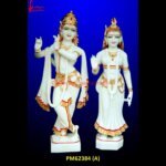 White Marble Carving Radha Krishna Statue