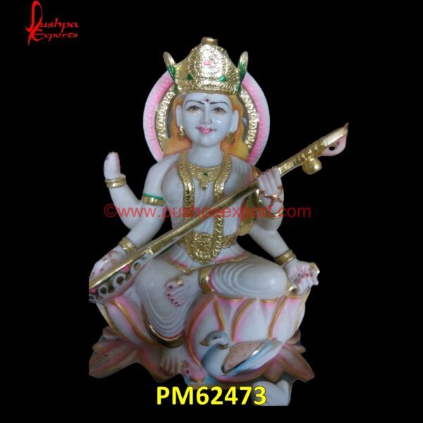 Marble Saraswati Idol PM62473 saraswati mata murti online,saraswati mata murti price,saraswati stone sculpture,saraswati stone statue,stone saraswati murti,white marble saraswati idol.jpg