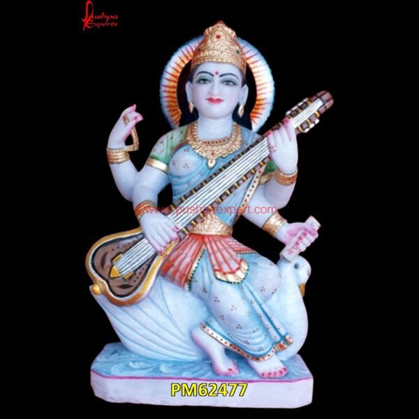 Maa Saraswati Marble Murti PM62477 goddess saraswati marble statue,maa saraswati marble murti,marble idol of saraswati,marble laxmi ganesh saraswati murti.jpg