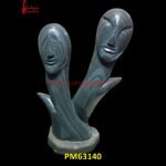 Abstract Art Marble Two Human Faces Sculpture
