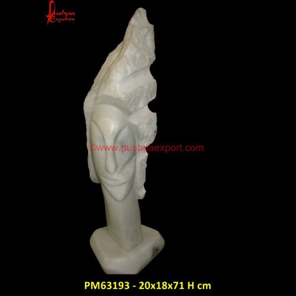 Human Face Carving White Stone Sculpture PM63193 - 20x18x71 H cm modern art marble,modern abstract stone sculpture,marble sculpture modern.jpg