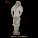 Mother And Child Pink Marble Statue