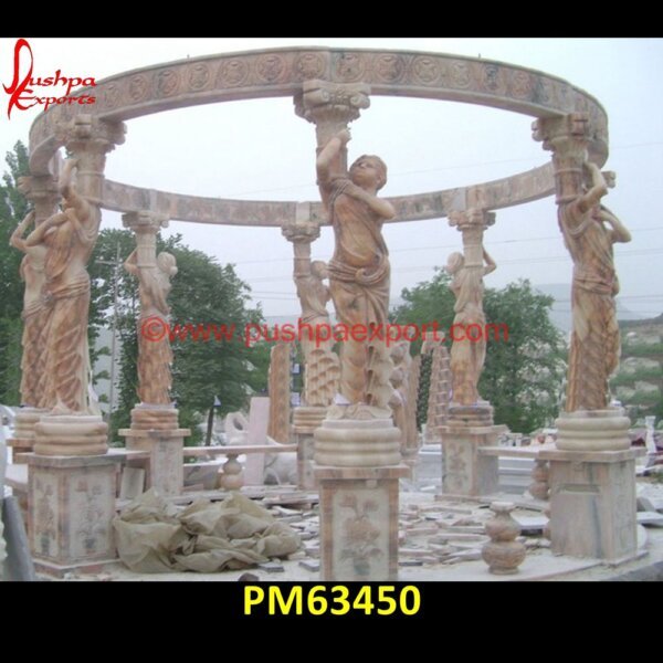 Pink Marble Pergola With Pillars Of Statue PM63450 abstract marble bust,abstract grey marble,stone abstract sculpture,modern marble sculpture,stone modern art,stone abstract art,pink marble abstract art,modern stone art,modern marb.jpg