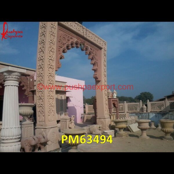 Sandstone Entrance Gate PM63494 decorative stone columns,decorative stone pillars,exterior stone pillars,front door stone pillars,gate stone pillars,granite columns and pillars,granite entrance pillars,granite ro.jpg