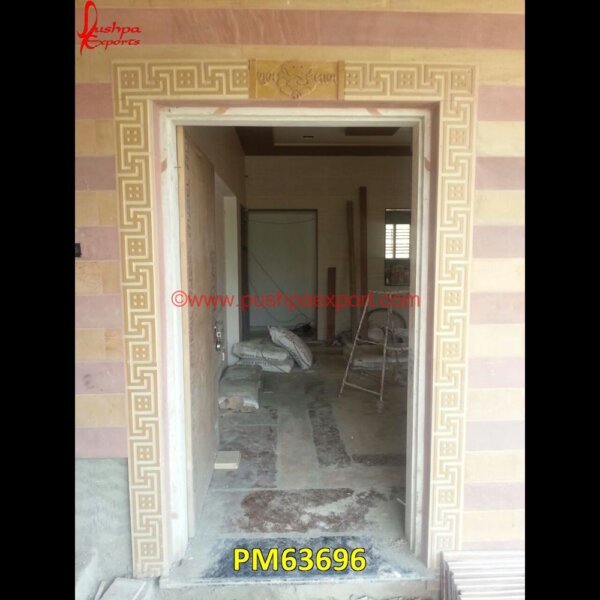 Design Carved Sandstone Entrance Gate PM63696 grey stone pillars,half stone pillars,italian marble pillar design,japanese stone pillar,jodhpur stone pillar design,large stone columns,large stone pillars,limestone gate pillars,.jpg