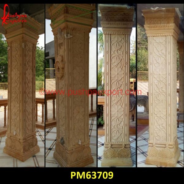 Carved Natural Sandstone Pillar PM63709 marble pillar texture,marble pillars for temple,marble railing pillar,marble roman columns,marble stone pillar,natural stone column,natural stone pillar caps,outdoor stone columns,.jpg