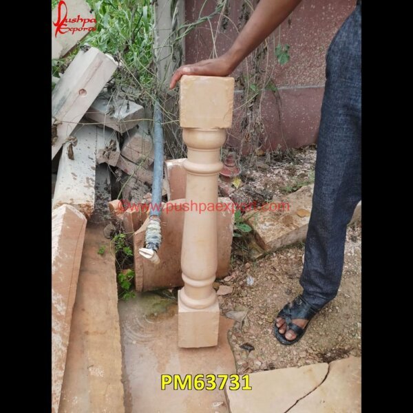 Railing Pillar Of Teak Sandstone PM63731 sandstone pillar,stacked stone columns,stacked stone pillars,stone for pillars,stone gate pillars,stone porch columns,stone porch pillars,veneer stone columns,ancient stone pillar,.jpg