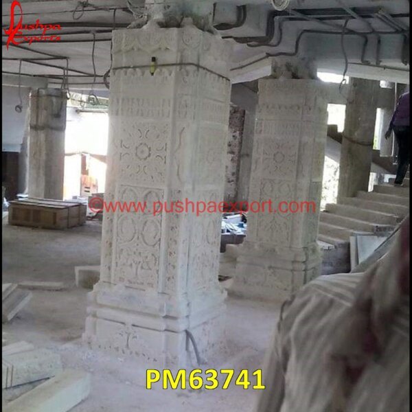 Carved White Marble Stone Column PM63741 black marble pillar,black stone pillar,carved stone columns,carved stone pillars,cast stone pillars,decorative stone columns,decorative stone pillars,exterior stone pillars,front d.jpg