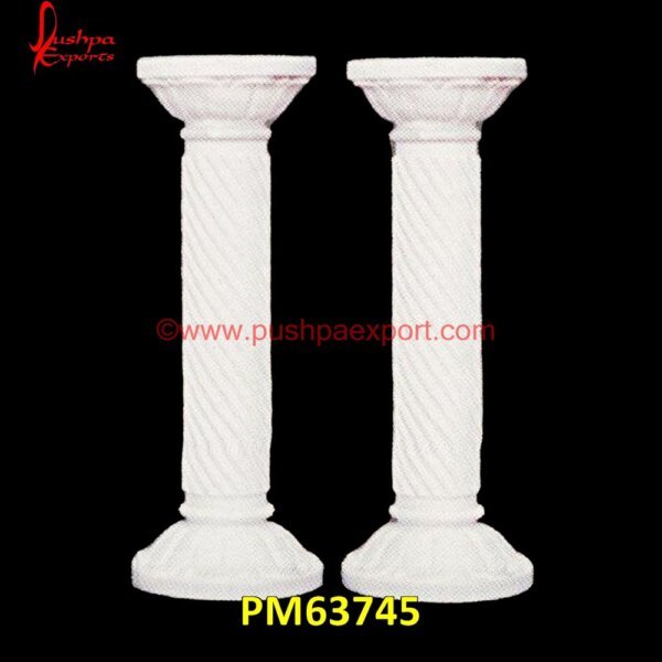 Round Carved White Marble Pillar PM63745 cast stone pillars,decorative stone columns,decorative stone pillars,exterior stone pillars,front door stone pillars,gate stone pillars,granite columns and pillars,granite entrance.jpg