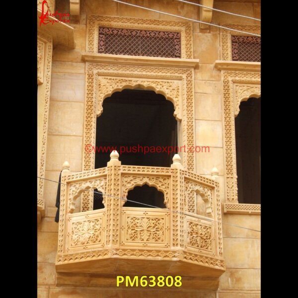 Yellow Sandstone Arch And Railing PM63808 carved stone columns,carved stone pillars,cast stone pillars,decorative stone columns,decorative stone pillars,exterior stone pillars,front door stone pillars,gate stone pillars,gr.jpg