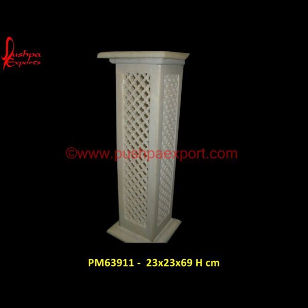 Jali Work Marble Pillar PM63911 -  23x23x69 H cm white marble pillar,white stone columns,stone pillar,granite pillar,limestone pillars,marble pillar,natural stone pillars.jpg