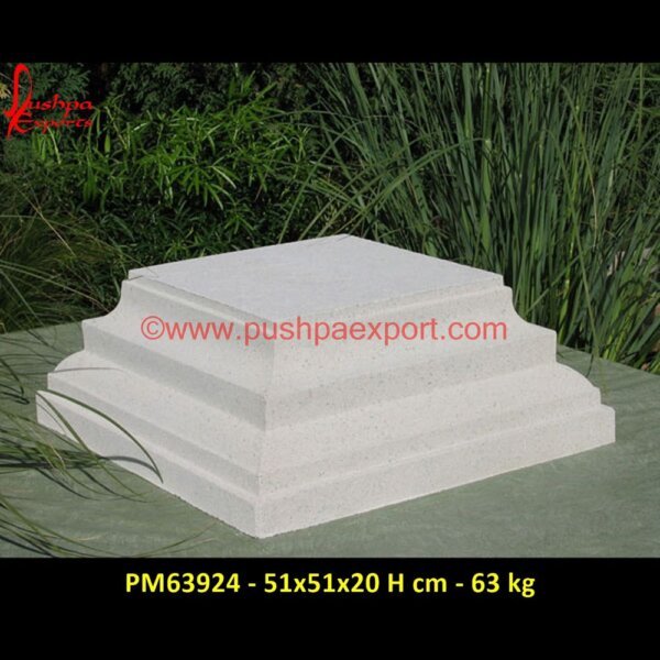 White Marble Statue Base For Garden PM63924 - 51x51x20 H cm - 63 kg stone porch pillars,veneer stone columns,ancient stone pillar,black granite pillar,black marble pillar,black stone pillar.jpg