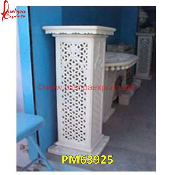 Jali Art White Marble Telephone Stand PM63925 veneer stone columns,ancient stone pillar,black granite pillar,black marble pillar,black stone pillar,carved stone columns.jpg