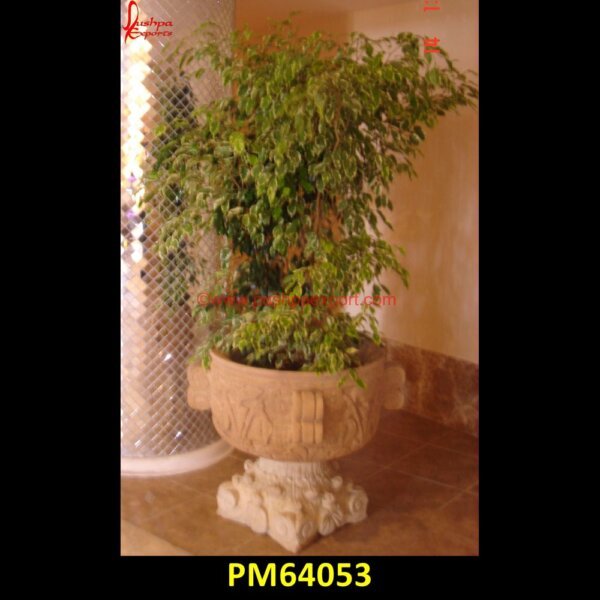 Decorative Sandstone Planter PM64053 limestone planter,marble flower pot,marble planter,marble pot,natural stone planters,river rock planters,sandstone planters,stone bowl planter,stone flower pots,stone garden plante.jpg