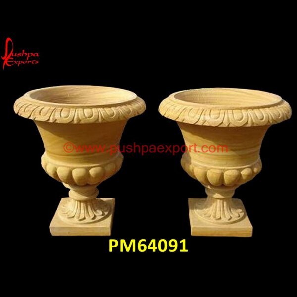 Outdoor Sandstone Planter PM64091 travertine planter,unique stone planters,unique stone urns,white marble urn,white stone planter,antique stone planters,antique stone pots,big stone planters,black granite urn,green.jpg