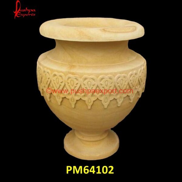 Teak Sandstone Garden Planter PM64102 indoor stone planter,large outdoor stone planters,large stone flower pots,large stone pots,large stone urn,large white stone planters,limestone planters and pots,modern stone plant.jpg