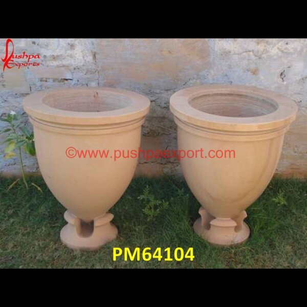 Sandstone Flower Planter PM64104 large stone flower pots,large stone pots,large stone urn,large white stone planters,limestone planters and pots,modern stone planters,natural stone plant pots,pink marble urn,round.jpg