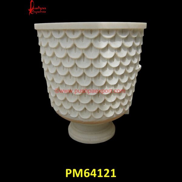 Pattern Carved White Marble Planter PM64121 stone outdoor pots,stone patio planters,stone planters indoor,stone planters large,stone urns for garden,white marble planter,marble urn,stone pot,black marble planter,black marble.jpg