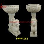 Old Finish Lion Faced Outdoor Marble Planter