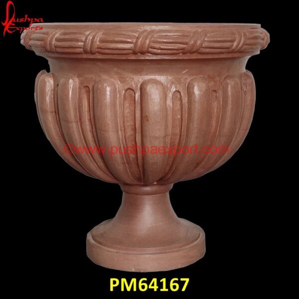 Red Sandstone Carved Planter PM64167 stone outdoor planter,stone plant pot,stone rectangular planter,stone urns planters,tall stone planters,travertine planter,unique stone planters,unique stone urns,white marble urn,.jpg