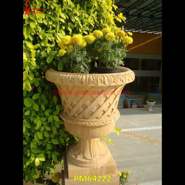 Teak Carved Sandstone Planter PM64222 stone patio planters,stone planters indoor,stone planters large,stone urns for garden,white marble planter,marble urn,stone pot,black marble planter,black marble urn,blue marble ur.jpg