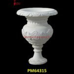 White Marble Motif Carved Planter