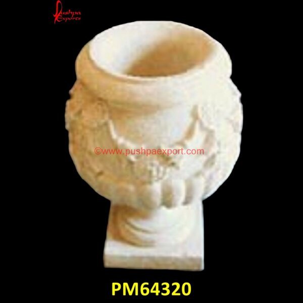 White Marble Plant Holder PM64320 indoor stone planter,large outdoor stone planters,large stone flower pots,large stone pots,large stone urn,large white stone planters,limestone planters and pots,modern stone plant.jpg