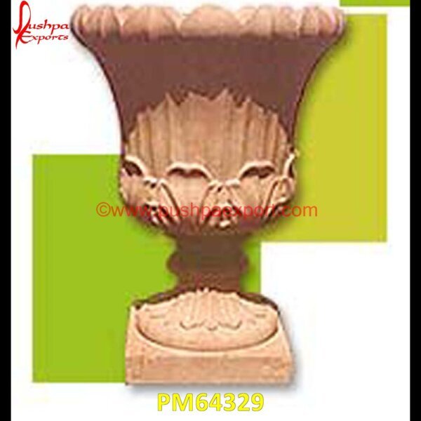 Pink Sandstone Frontyard Planter PM64329 pink marble urn,round stone planter,small marble urn,small stone urn,square stone planters,stone flower planters,stone garden pots,stone outdoor pots,stone patio planters,stone pla.jpg