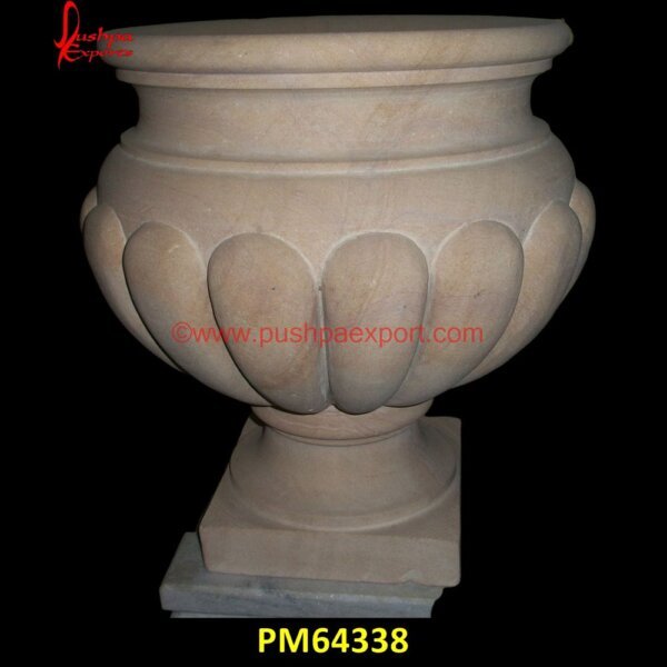 Beautiful Sandstone Carved Planter PM64338 stone planters indoor,stone planters large,stone urns for garden,white marble planter,marble urn,stone pot,black marble planter,black marble urn,blue marble urn,cast stone planter,.jpg
